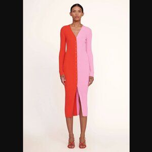 STAUD Shoko Sweater Dress (Red & Pink, XS)